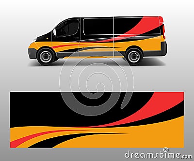 Graphic abstract wave designs for wrap vehicle, race car, branding car. Pick up truck and cargo van car wrap design vector Vector Illustration