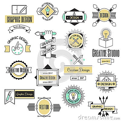 Graphic art design logo company identity decoration collection abstract business shape and technology modern web Vector Illustration