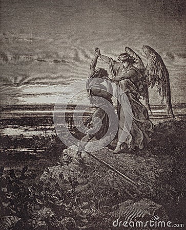 Graphic art from Gustave Dore published in The Holy Bible. Editorial Stock Photo