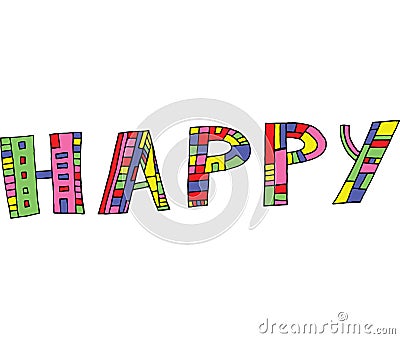 Graphic art with word Happy Vector Illustration
