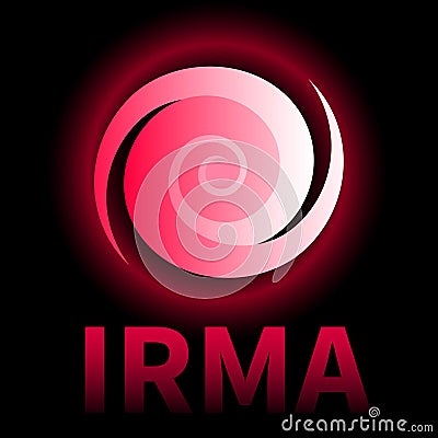 Graphic banner of hurricane Irma. Icon / sign / symbol of the Hurricane Vector Illustration