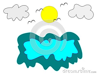 Graphic Beach Cloud Stock Illustration Vector Illustration