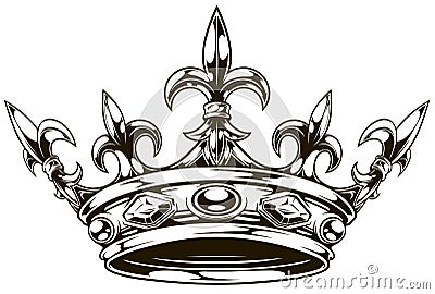 Graphic black and white king crown vector Vector Illustration