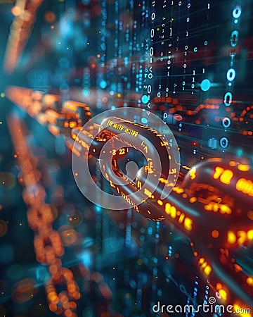 Graphic of Blockchain technology with secure digital transactions Stock Photo