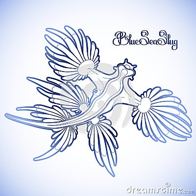 Graphic blue sea slug Vector Illustration