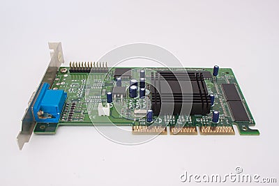 Graphic card for personal computer. Isolated on the white background. Stock Photo