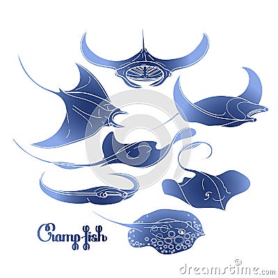 Graphic cramp fish collection Vector Illustration