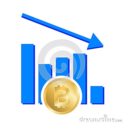 Graphic decrease bitcoin Vector Illustration