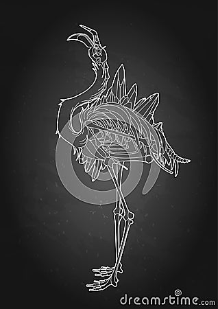 Graphic demonic flamingo Vector Illustration