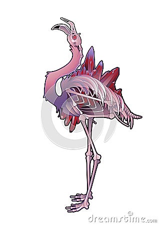 Graphic demonic flamingo Vector Illustration