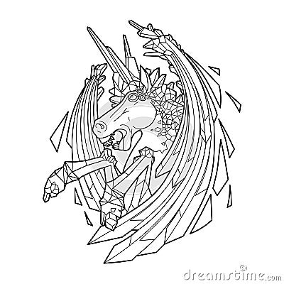 Graphic demonic unicorn Vector Illustration