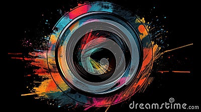 A graphic of a camera lens in abstract form representing artistic expression created with Generative AI Stock Photo