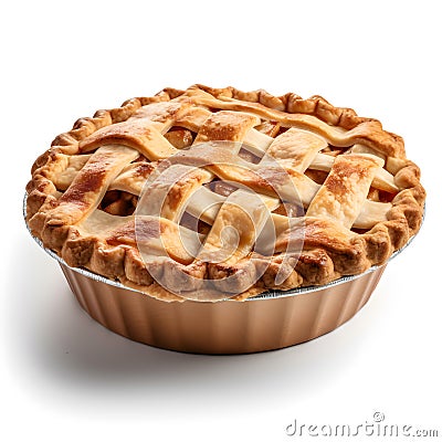 Round apple pie on a white background. Stock Photo