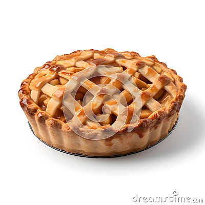 Round apple pie on a white background. Stock Photo