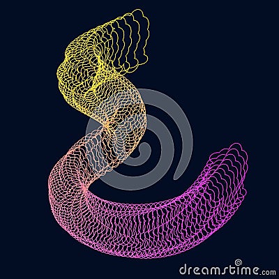 Abstraction of digital multi-colored intersections of lines in the form of a serpentine. Design suitable for logo, equalizer Cartoon Illustration
