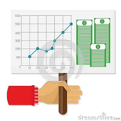 Graphic design, human resources, business concept. Teamwork investment earnings Vector Illustration