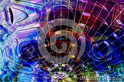 Graphic design illustration of notes and note lines in circle structure, music concept. Cartoon Illustration