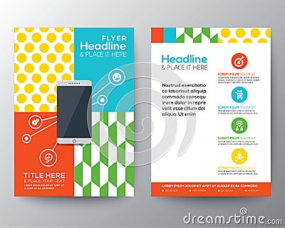 Graphic Design Layout with smart phone concept template Vector Illustration
