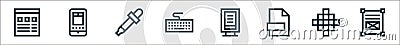 graphic design line icons. linear set. quality vector line set such as layout, pixel, file, poster, keyboard, eyedropper, Vector Illustration