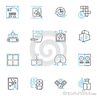 Graphic design linear icons set. Typography, Logos, Layout, Color, Branding, Vector, Illustration line vector and Vector Illustration