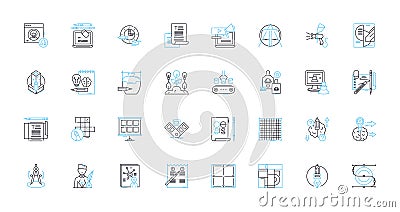 Graphic design linear icons set. Typography, Logos, Layout, Color, Branding, Vector, Illustration line vector and Vector Illustration