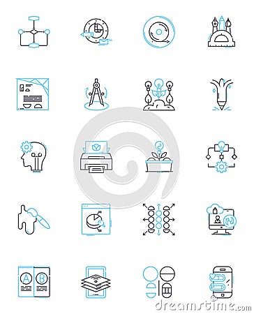 Graphic design linear icons set. Typography, Logos, Layout, Color, Branding, Vector, Illustration line vector and Vector Illustration