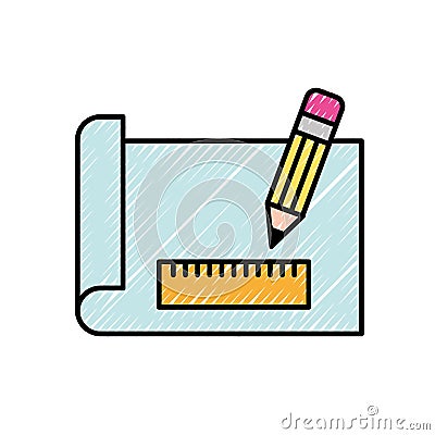 graphic design ruler pencil paper equipment Cartoon Illustration