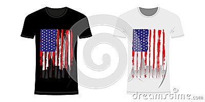 Graphic design t-shirt with flag and city skyline of USA and New York and grunge texture. USA and New York typographic design for Stock Photo