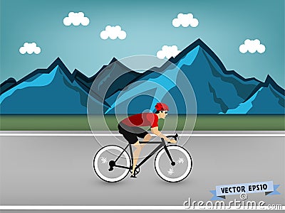 Graphic design vector of athlete cycling race on the road at the mountain Vector Illustration