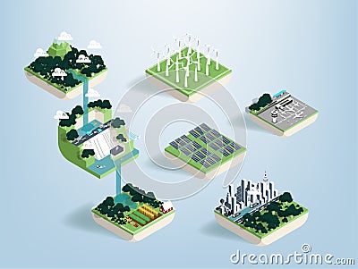 Graphic design vector of water resources and benefit of water Vector Illustration