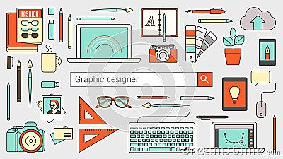 Graphic designer, illustrator and photographer Vector Illustration