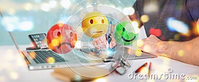 Graphic designer using customer satisfaction rating 3D rendering Stock Photo