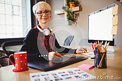 Graphic designer using graphics tablet Stock Photo