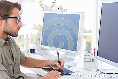 Graphic designer using graphics tablet Stock Photo