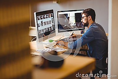 Graphic designer using graphics tablet Stock Photo