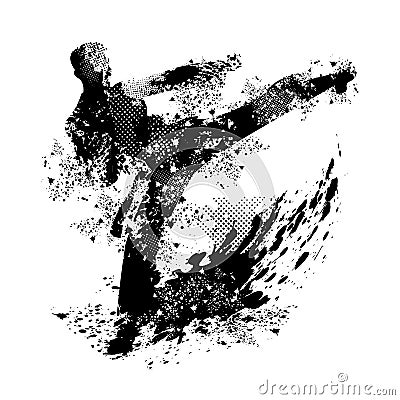 Grunge karate kick vector and png transparency Stock Photo