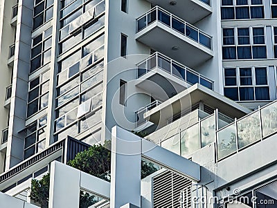 Graphic Detail of Modern High Rise Apartment Buildings Stock Photo