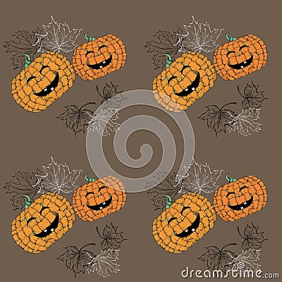 Graphic doodle composition of pumpkins using the pointillism technique Stock Photo