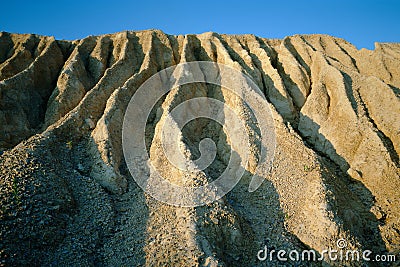 Dramatic image of soil erosion showing ridges and deep valleys cut by storm water run off Stock Photo