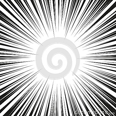 Graphic Explosion with Speed Lines. Comic Book Design Element. Retro comic style background with sun rays. Vector Illustration Stock Photo