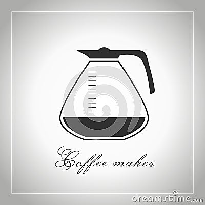 Graphic filter coffee pot. Coffee maker machine pot. Isolated illustration. Vector. Vector Illustration