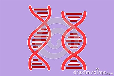 Graphic flat design drawing DNA icon. Life gene model bio code genetic molecule medical symbol. Structure molecule, chromosome. Cartoon Illustration