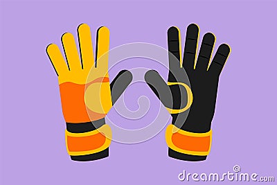 Graphic flat design drawing pair of soccer goalkeeper gloves logo. Goalkeeper protection gloves. Outdoor sport icon. Sports Cartoon Illustration