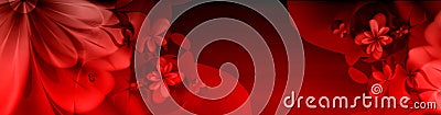 Graphic floral banner in deep reds Stock Photo