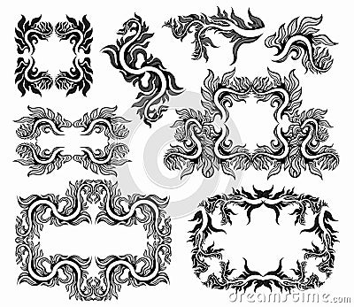 Graphic floral frames Vector Illustration