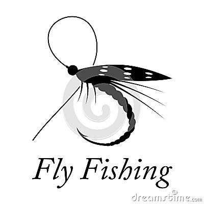 Graphic fly fishing, vector Vector Illustration