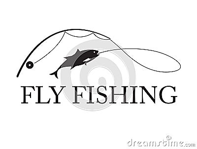 Graphic fly fishing, vector Vector Illustration