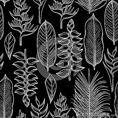 Graphic heliconia pattern Vector Illustration