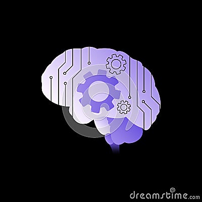 Graphic Human Brain. Artificial Intelligence Element Vector Illustration