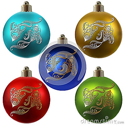 Graphic illustration with Christmas decoration 1 Vector Illustration